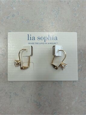 lia sophia Gold-Tone Cubic Zirconia Drop Earrings - Gold